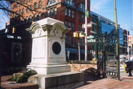 [photo, Tombstone of Edgar Allan Poe and Maria Clemm, Westminster Presbyterian Cemetery, West Fayette St. & Greene St., Baltimore, Maryland]